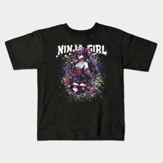 Silent Shadows: The Adventures of Ninja Girl Kids T-Shirt by Meryarts